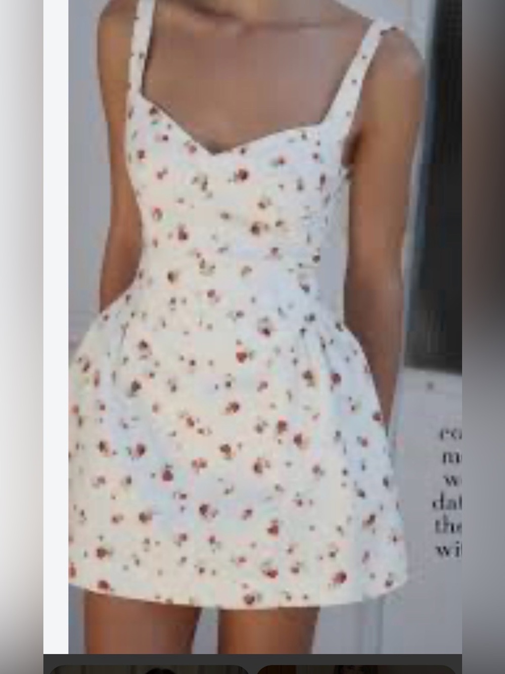 Zara White Mini Dress with Red Floral Print